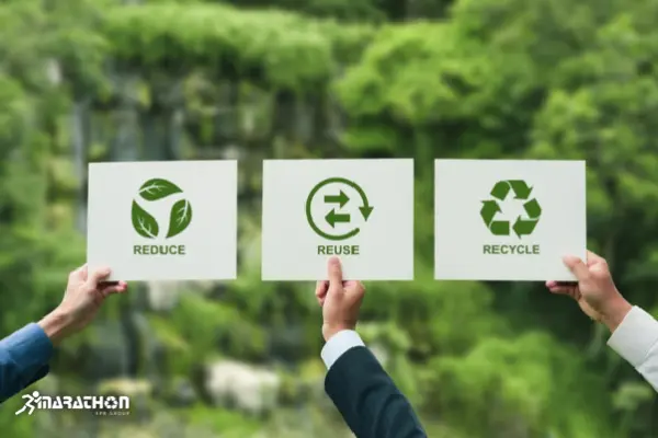 concept de mediu cu simboluri de reducere, reutilizare si reciclare