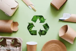 concept reciclare cu diferite tipuri de ambalaje