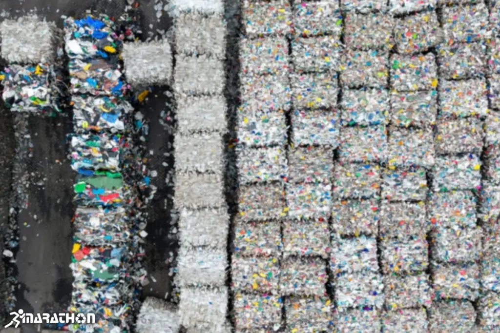 baloti de deseuri de plastic pregatiti pentru reciclare